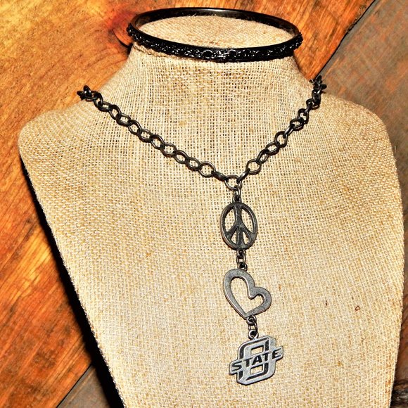Peace Love OSU Necklace ~ Oklahoma State Cowboys! - Picture 1 of 9